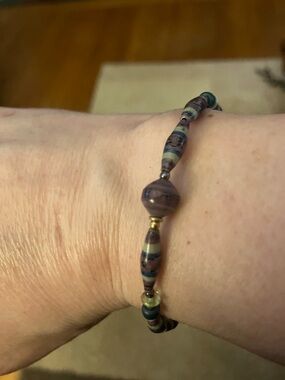 Purple Multicolor Beaded Stretch Bracelet